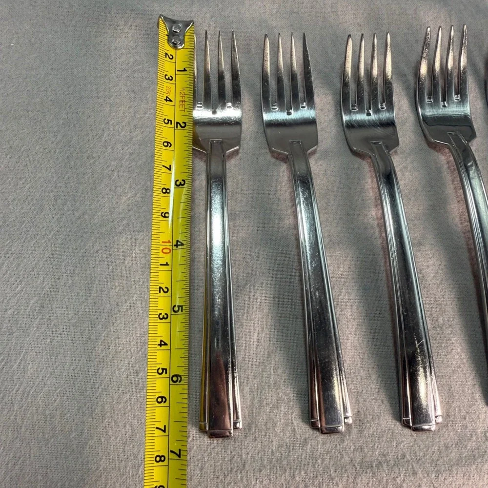 Oneida Etage 6pc Salad Forks 18/10 Stainless Steel 2529 Post Modern Geometric 7